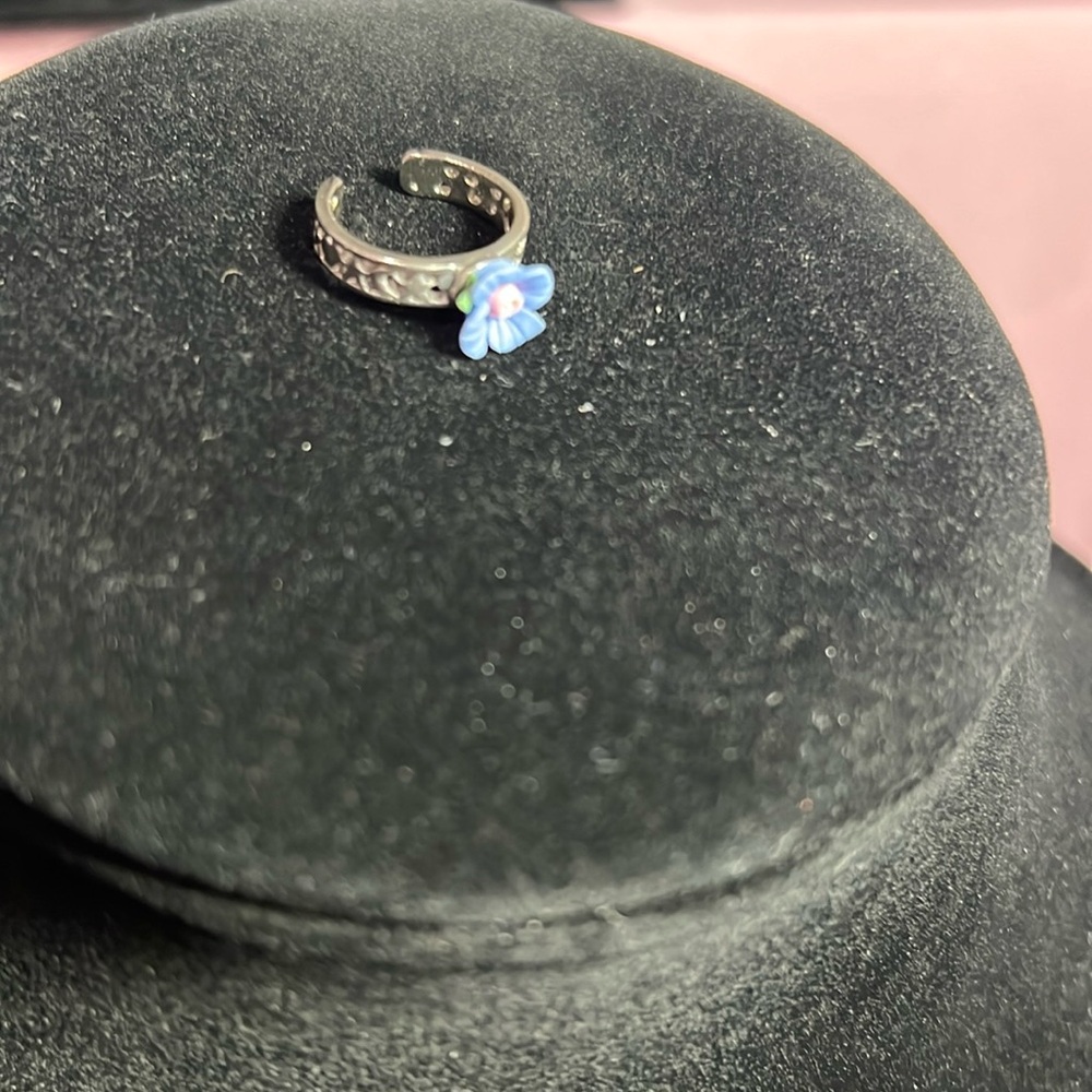 Blue Flower Toe Ring Adjustable